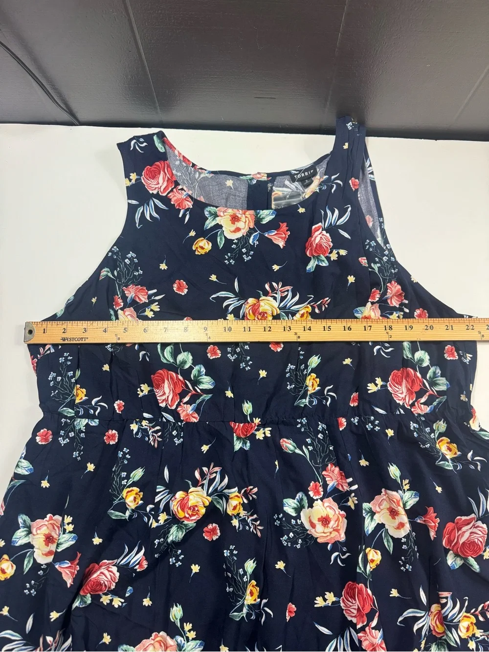 Torrid Floral Babydoll Tunic Tank Top Navy Blue Sleeveless Rayon Blouse 3X NWT